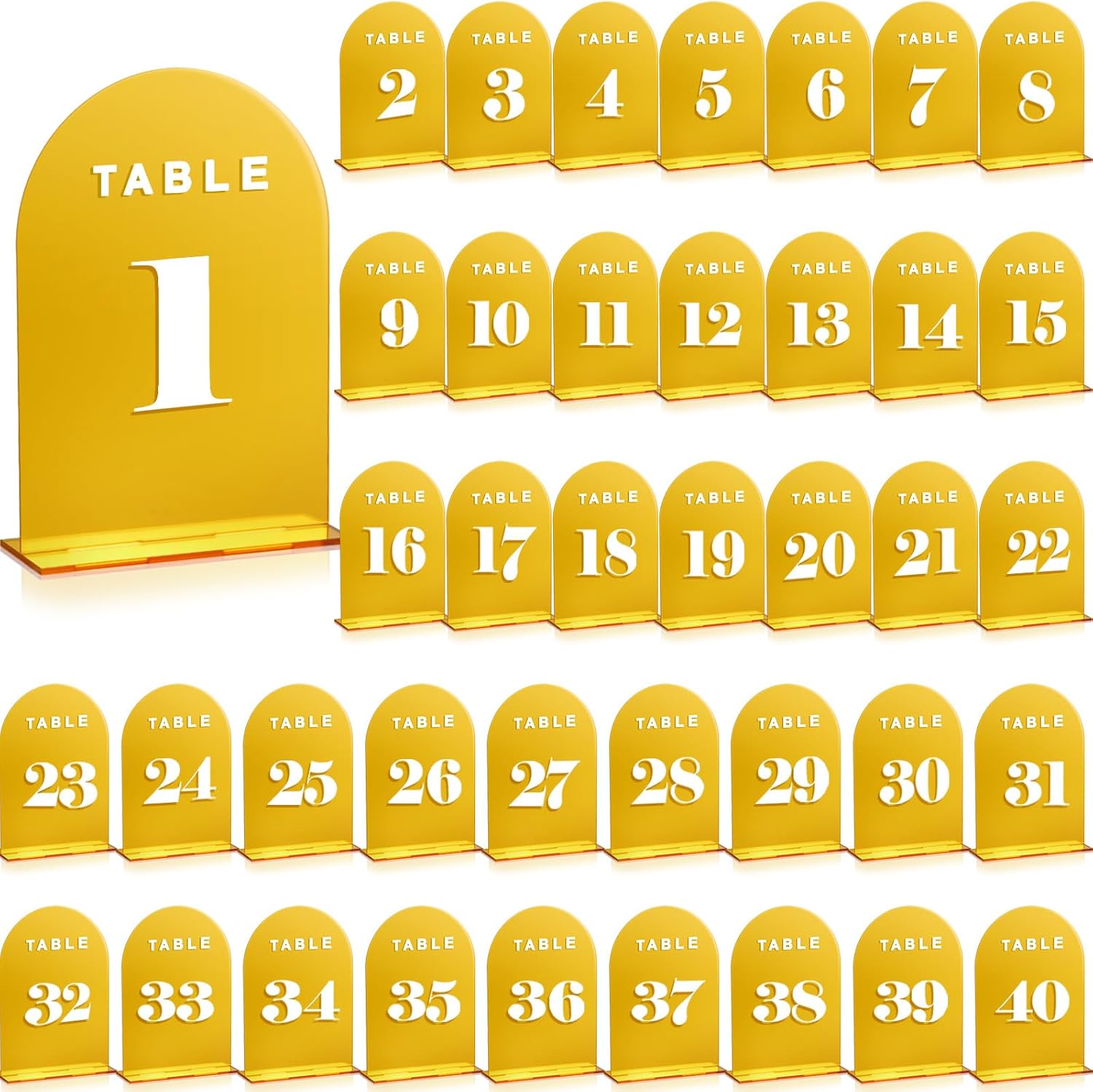 Soaoo 40 Pcs Gold Mirror Arch Wedding Table Numbers with