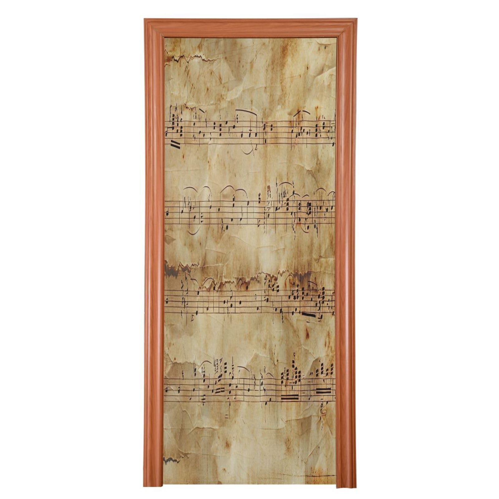 FLildon Vintage Sheet Music Door Cover Decoration, Party Accessory Porch Decor for Festive Ornament Room Door Covers 36 x 98 Inch