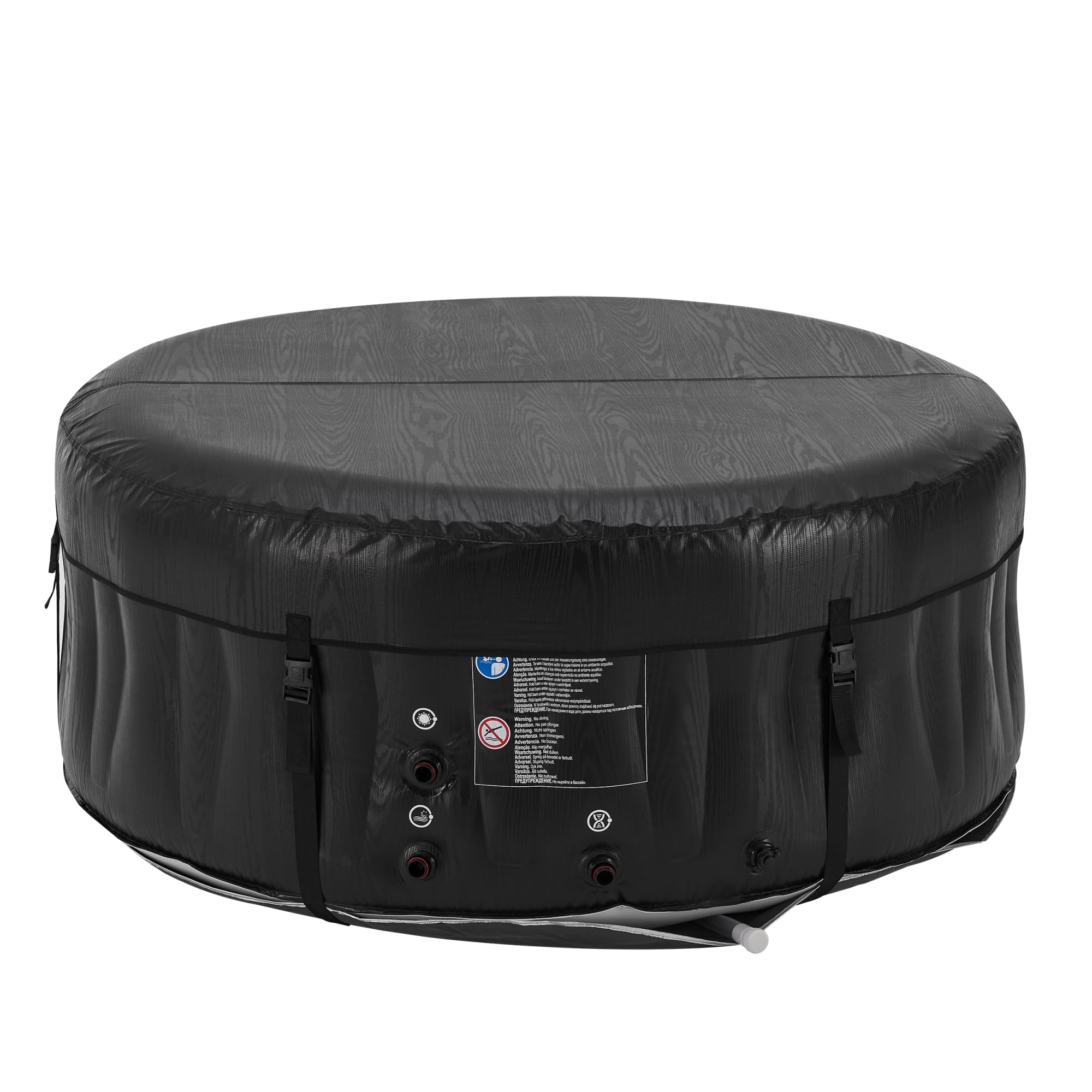 pro.tec Nadmuchiwany basen z hydromasażem Carbone dla 3 osób zewnętrzna wanna spa z masażem i 105 dyszami masującymi basen z pompą i filtrem 165 x 70 cm podgrzewany basen ogrodowy okrągły czarny