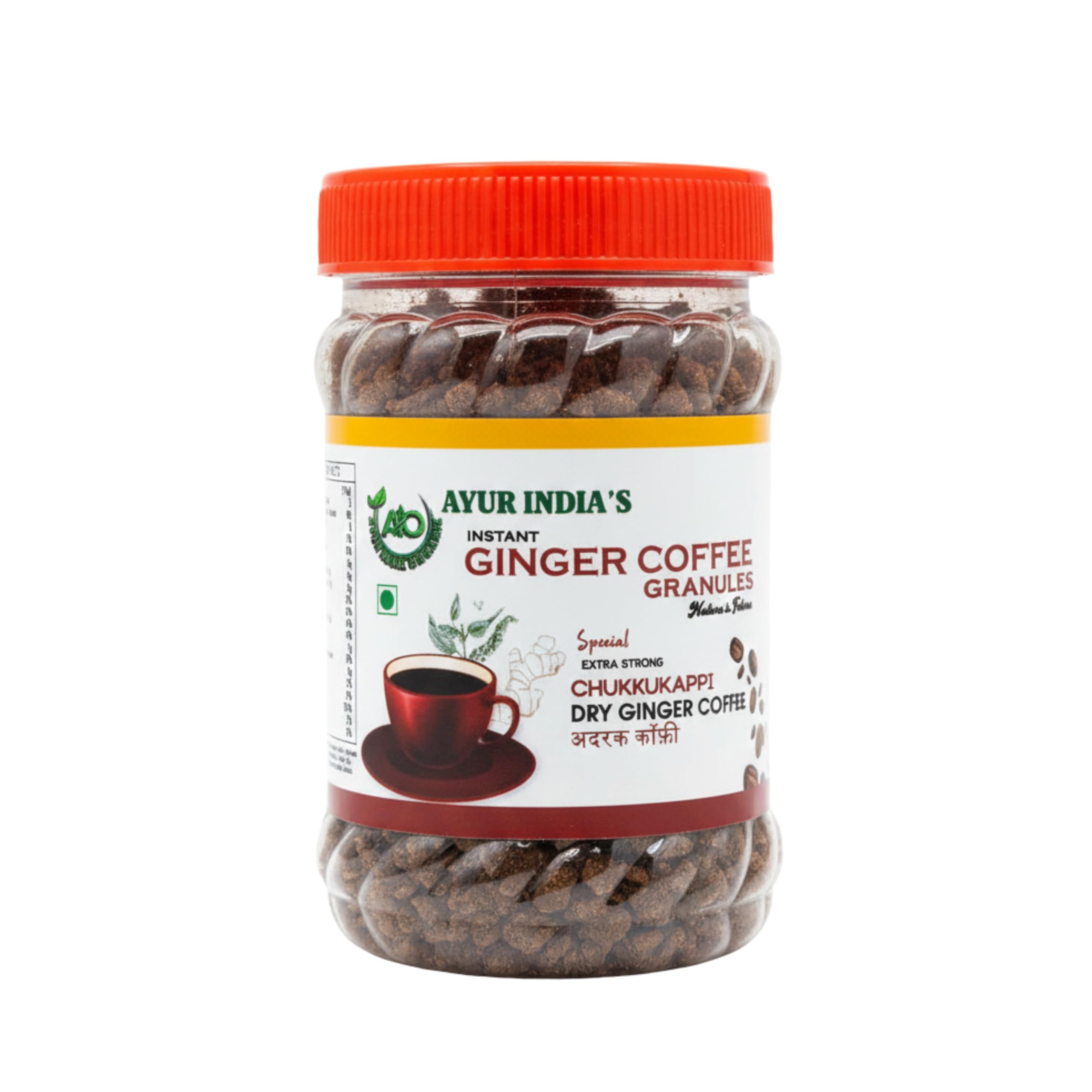 AYUR INDIA ORGANIC Chukku Kappi Ginger Coffee Granules – Extra Strong Instant Dry Ginger Coffee (150 g x 3 | Total 450 g)
