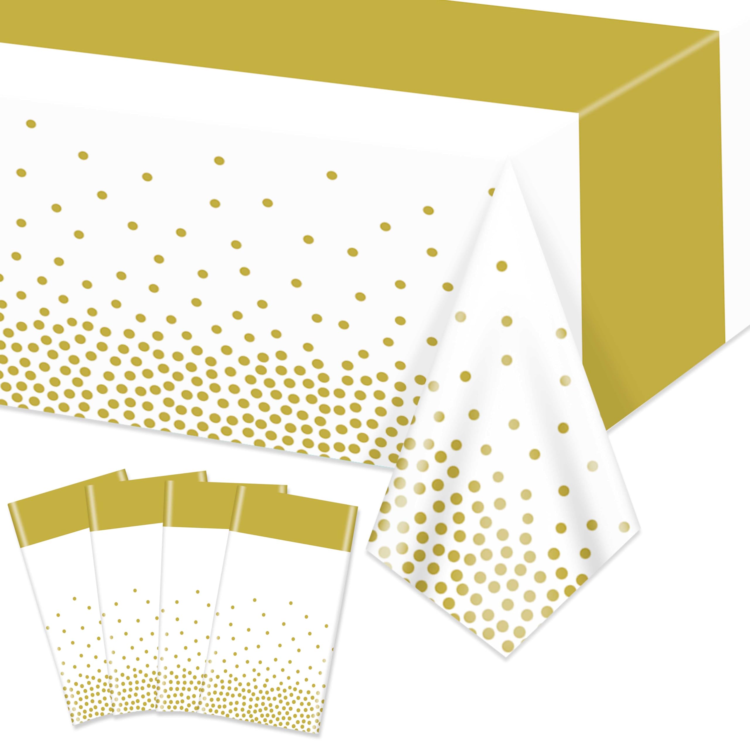 Hegbolke 4 Pack White and Gold Tablecloths
