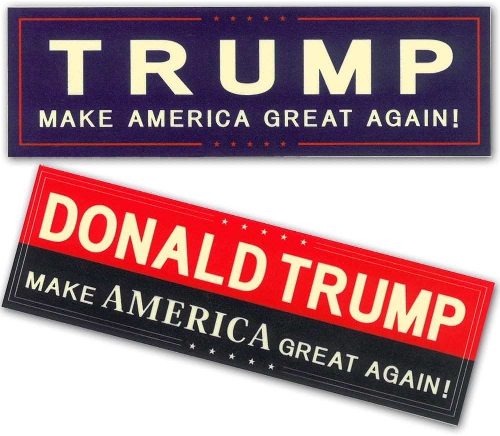Glow in the Dark Reusable Phosphorescent sticker Donald Trump Make America Great Again Bumper Decal Sticker For Car,Bike,Helmet,Laptop,Wall As a traffic safety at night (BLUE & RED size:S (2 Pack))