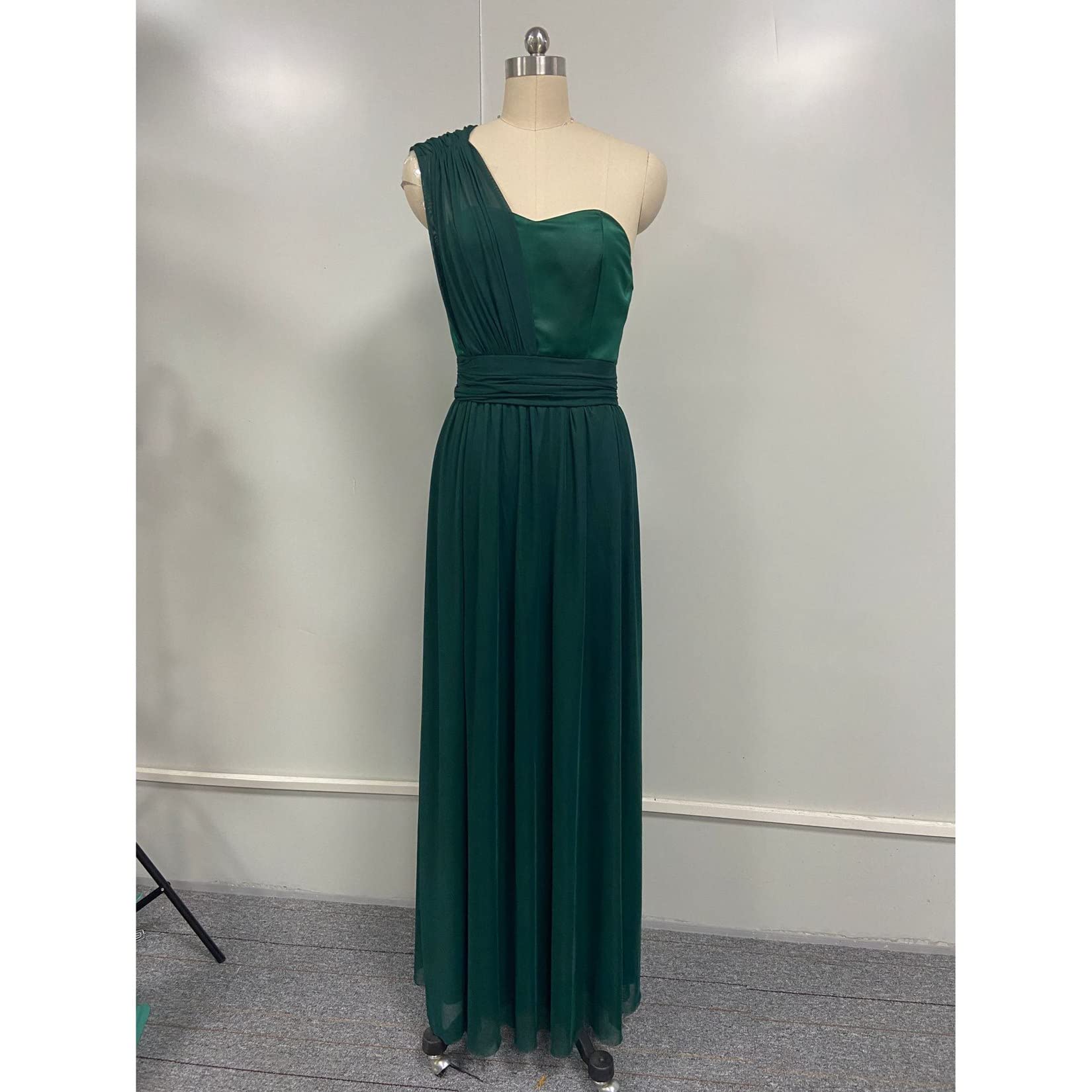 Abito da Sera da Donna Solido Colore A Una Spalla Maxi Abito da Damigella d'Onore Abito da