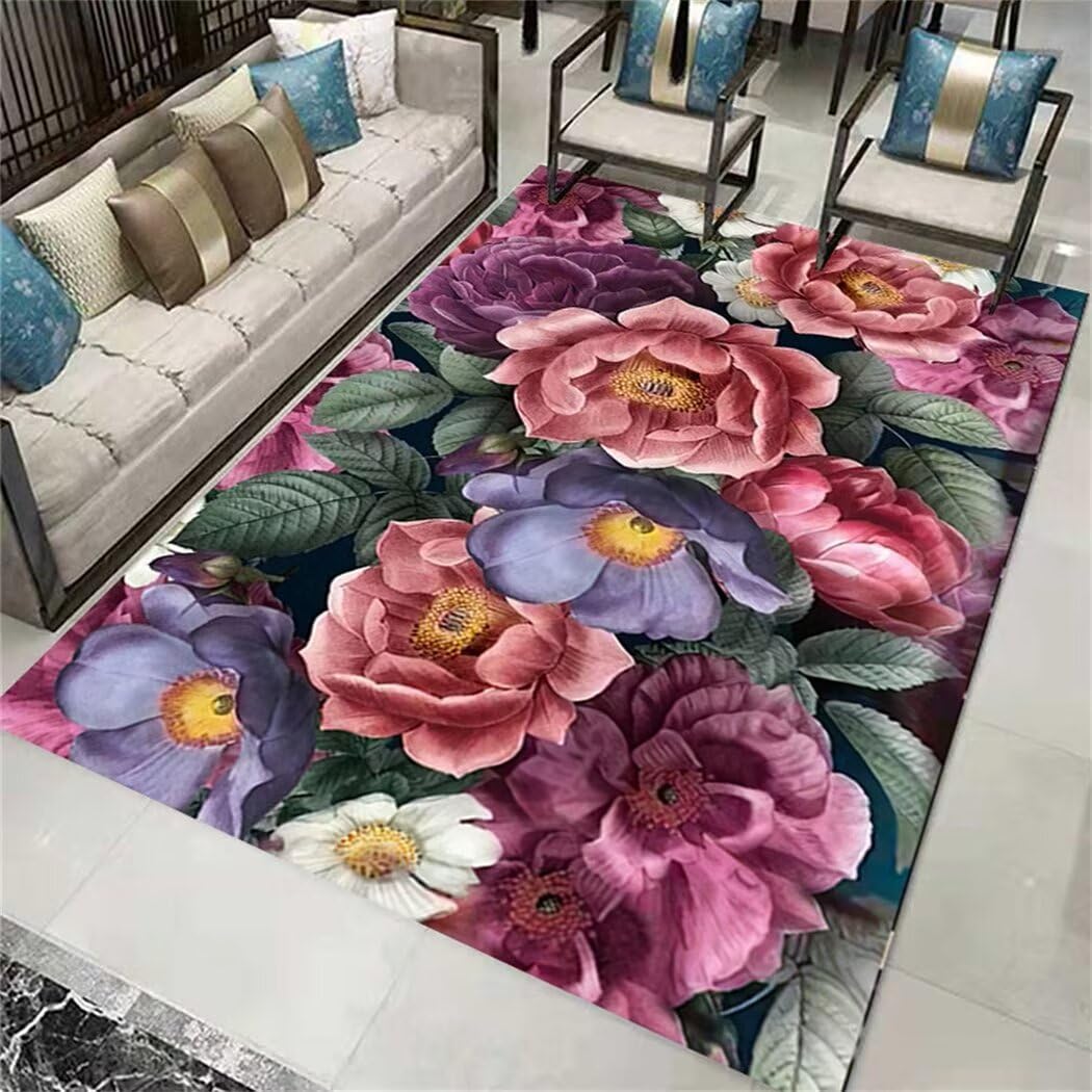 Tapis de chambre lavable couleur lotus avec dossier antidérapant sécurisé 50x80
