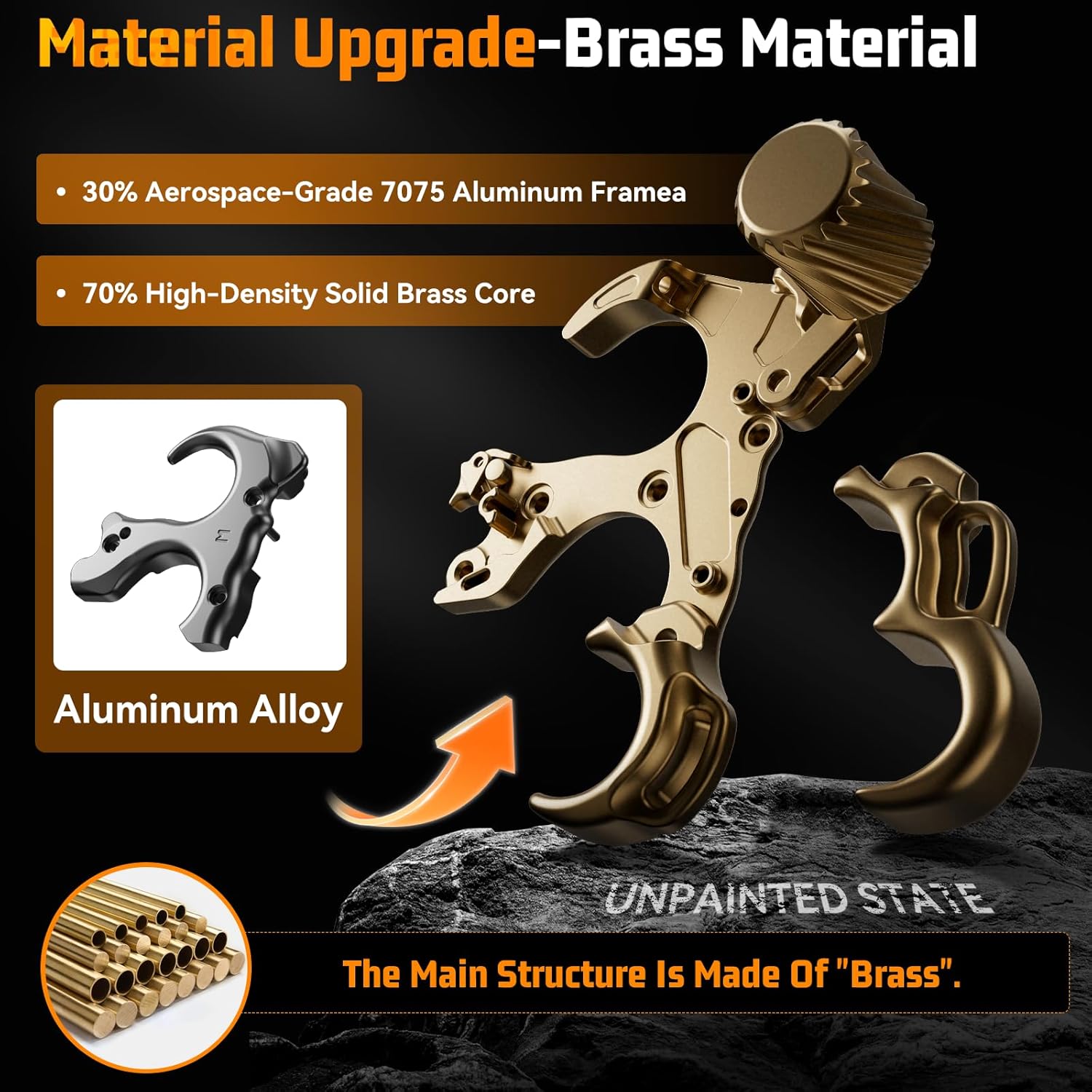 Bow Release for Compound Bow, Copper Archery Release Trigger with Adjustable Wrist Straps & Wrench, 3/4 Finger Heavy-Duty Thumb Release for Left & Right Hand