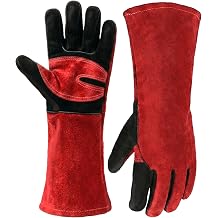 Welding Gloves for Men Women, 16 Inch Leather Heat Resistant Work Gloves, MIG TIG Welding, BBQ, Fireplace