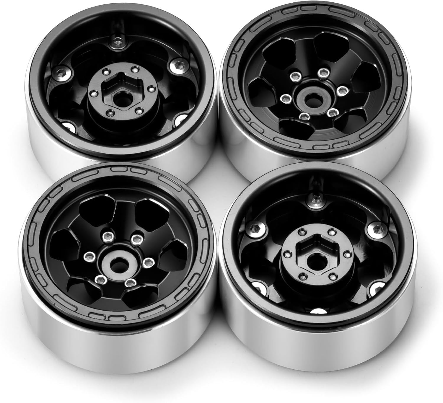 1.3 Beadlock Wheel Rims - 4PCS CNC Aluminium 1.3" Beadlock Wheel Rim 75g/Set 6-Spoke Wheel Hub for Tra-xxas Axial TRX4M SCX24 Redcat Ascent-18 1/24 1/18 RC Crawler Car Upgrades (Black)