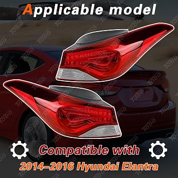 TODO Tail Lights Assembly Compatible with Hyundai Elantra 2014 2015 2016, 924023X230 924013X230 Tail Lamp Fits 2014 Elantra Coupe (Driver and Passenger Side)
