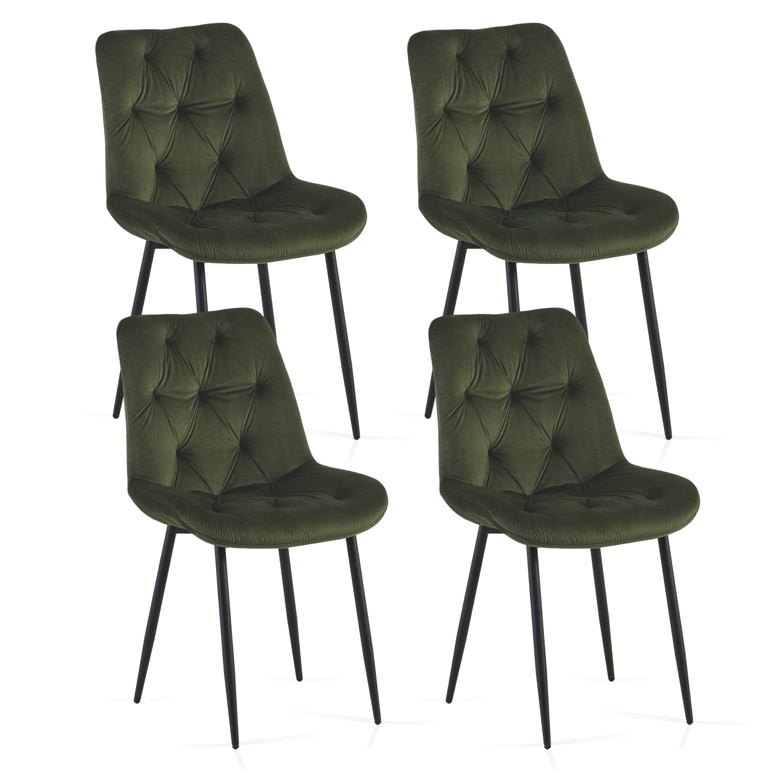 Colorig Set of 4 Velvet Dining Chairs, Modern Kitchen Chair with Sturdy Metal Legs, Ergonomic Curved Dining Room Chairs Suitable for Living Room Office Reception (4, Sage Green, 62D x 50W x 90H cm)