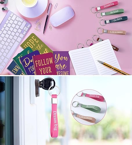 Miniatura 6 de PerKoop Juego de 48 piezas de regalos inspiradores, bloc de notas con citas inspiradoras, 3 x 5 pulgadas, bolígrafos motivacionales, llaveros a