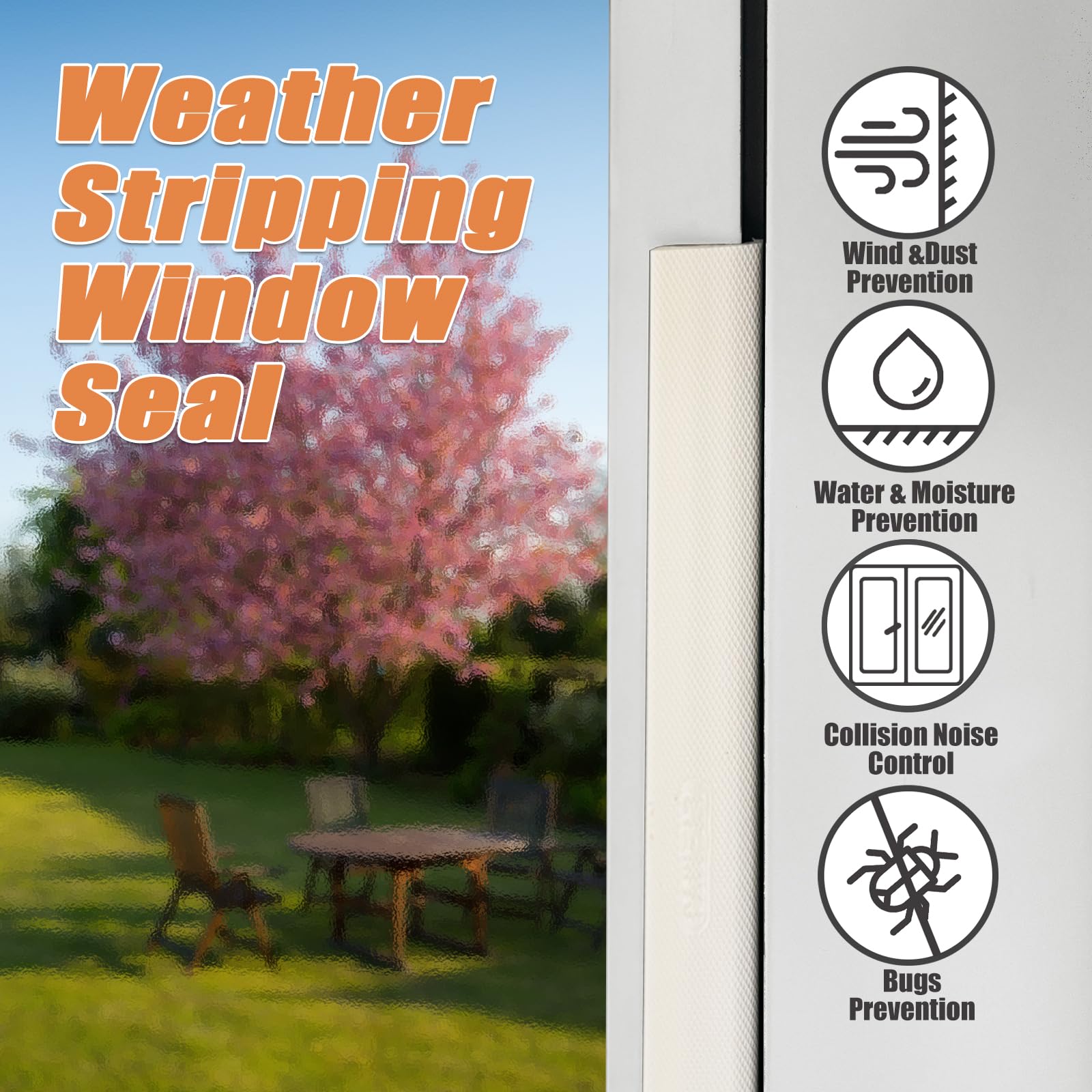 16.4 FT Window Adhesive Weather Stripping Seal Strip PU