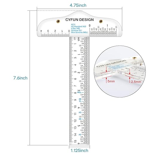 6 Inch Acrylic Clear T-Square, 1 Pack - Transparent T Ruler for Crafting, Drafting & Layout Work