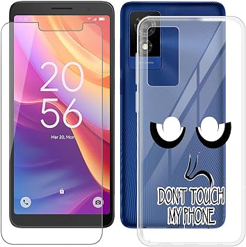 Duo9 Case for TCL 501 T433D (6.00 Inches) Transparent TPU Silicone Protective Case Cover + Tempered Glass Screen Protector