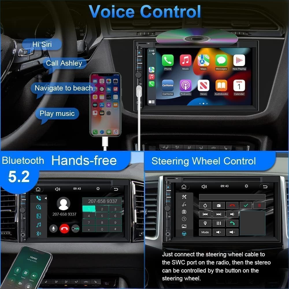 CarPlay and Android Auto interfaces on the car stereo