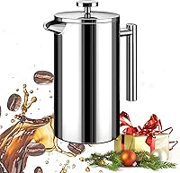 Vista 8 de Cafetera grande de prensa francesa de 50 oz (1.5L), prensa de té aislada de doble pared de acero inoxidable 304 para acampar, hacer senderismo