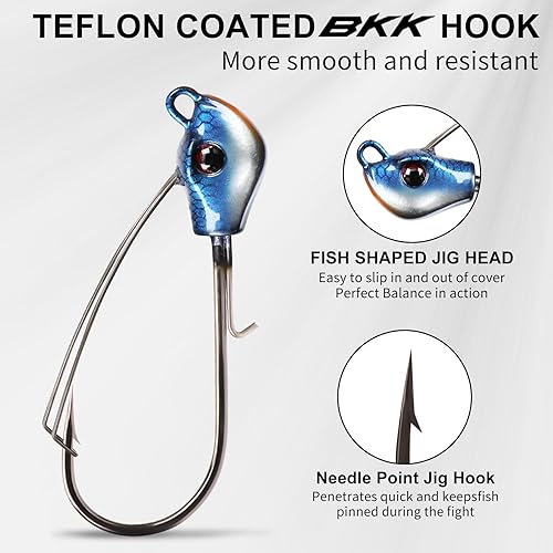 Miniatura 10 de TRUSCEND Fishing Jigs with Ultra Smooth Teflon Hook, Tour Grade Titanium Weed Guard Swim Jigs, Valuable Weedless Skirted Jig, Well-Made Fishing