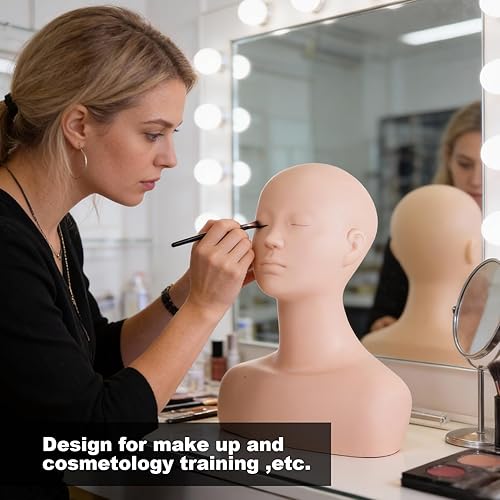 Miniatura 4 de Cabeza de maniquí de práctica de maquillaje, cabeza de práctica de tacto suave, modelo de práctica de micro cuchilla, para pestañas, injerto,