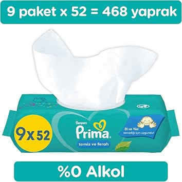 Pampers Prima Clean and Spacious Wet Wipes 9 Pack 468 sheets Wet Wipes
