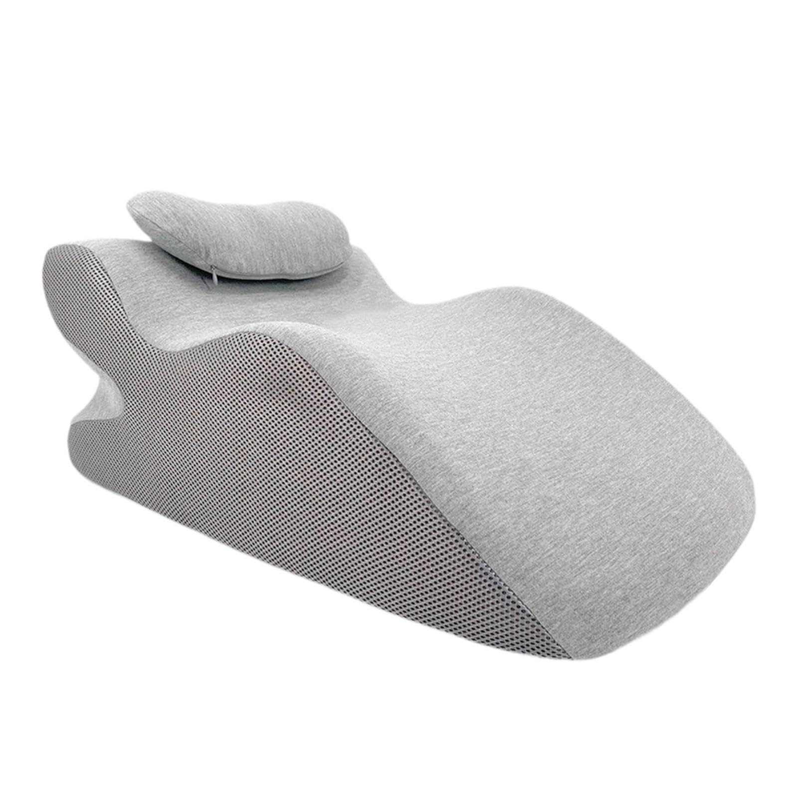 Comfortable Support Pillow for Stomach Sleepers - Washable Cover Included, White and Gray