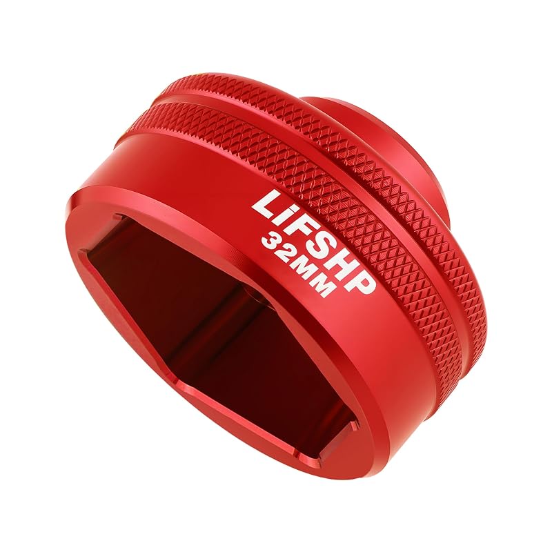 Soquete para Filtro de Óleo 32 mm LIFSHP em Alumínio Vermelho, Encaixe Hexagonal de 6 Pontos LF00R32