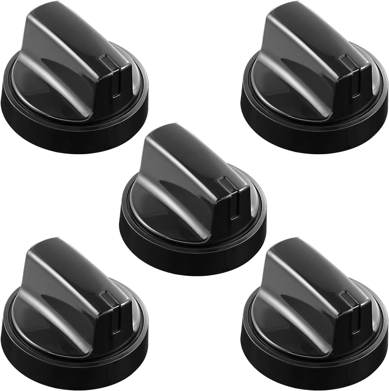 atgestore WB03X24904 Stove Knobs Replacement for GE Stove Parts 191D8446 Range Cooktop Knob GE Range Parts JB625RKSS JB625DKBB Black Plastic Burner Control Knobs 5 Pcs