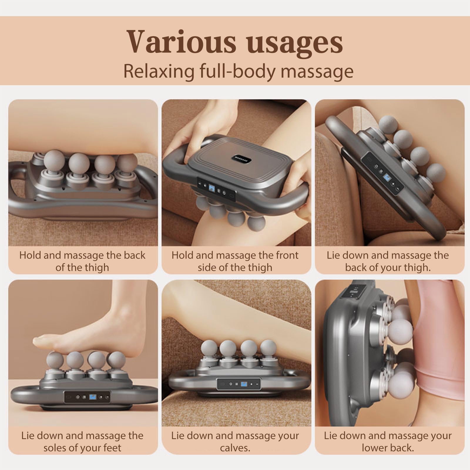 Massagepistole mit 8 Köpfen, Massagegerät mit 3 Modi & 30 Geschwindigkeiten,zur Linderung von Muskelverspannungen und Müdigkeit,Elektrisches Massagegerät für Beine Arme Taille Rücken (8-Kopf)