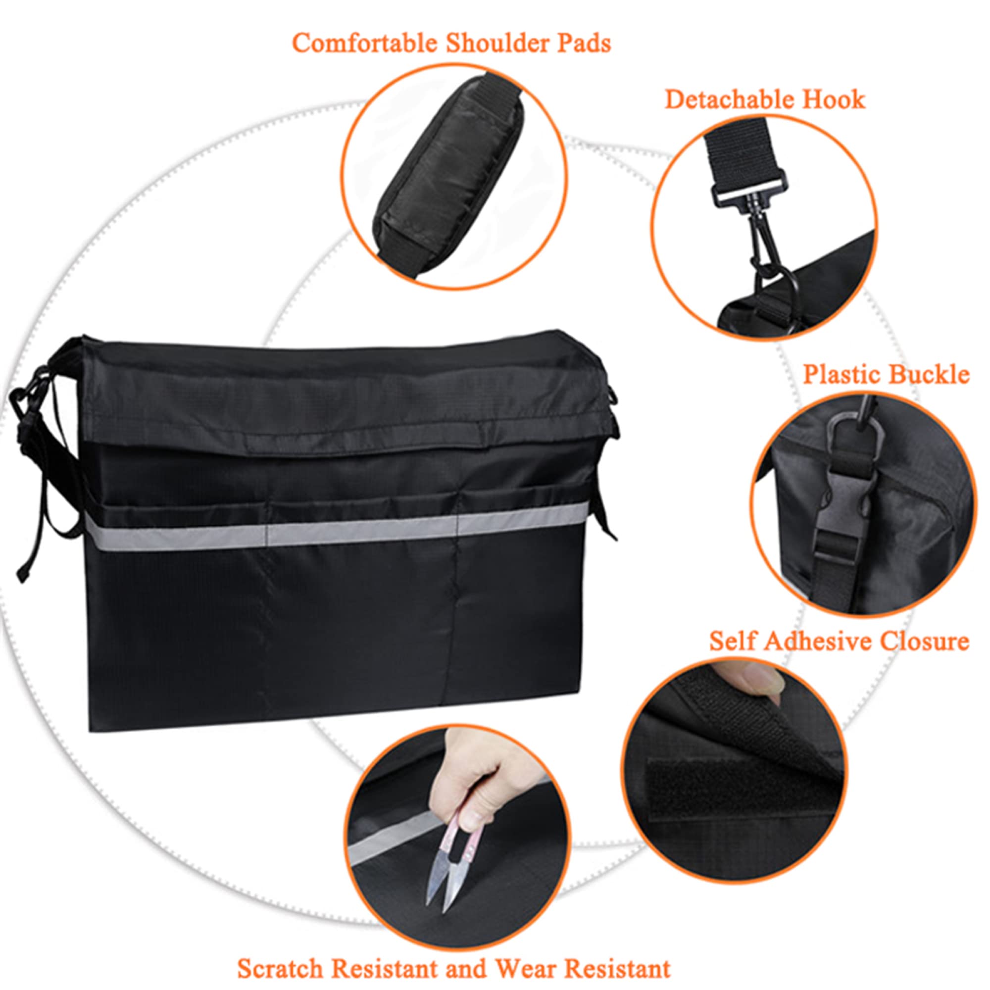 Organizador de Bolsas para andadores, Bolsa de Accesorios Impermeable con Tira Reflectante y Gran Capacidad Universal para andadores, Scooters o andadores con Ruedas
