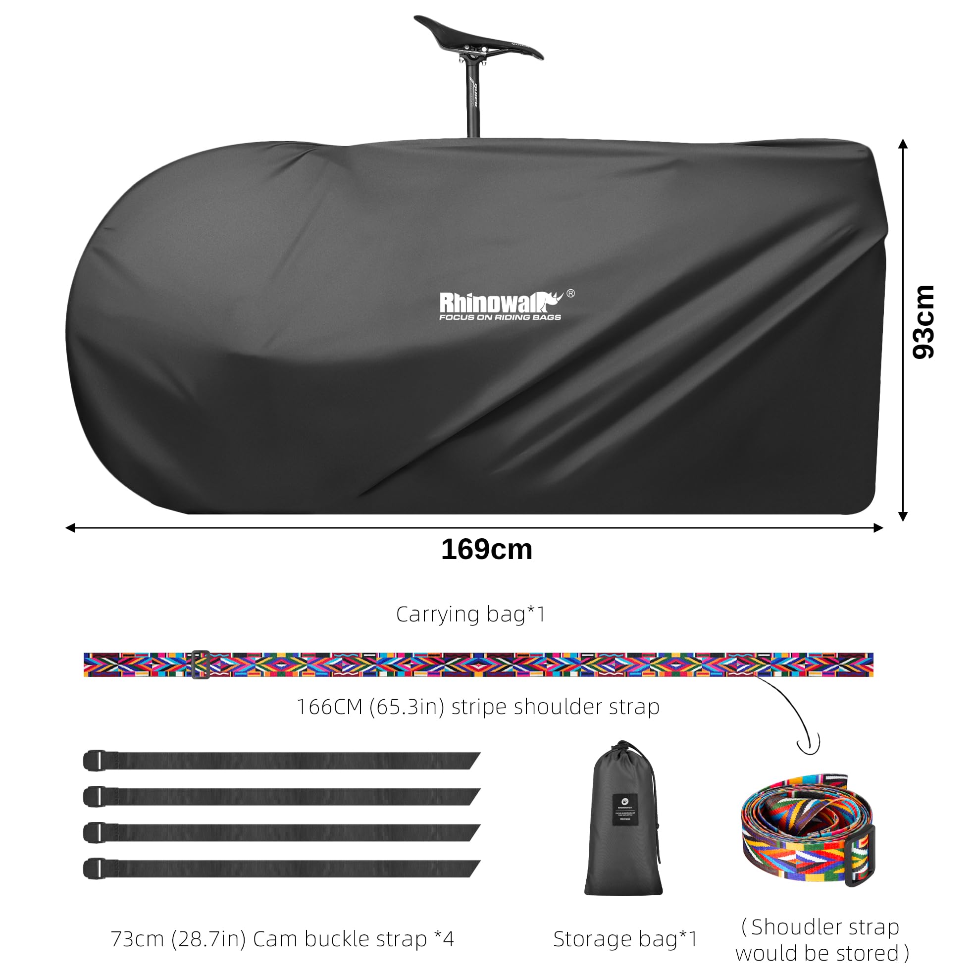 ENJOHOS Sac de Transport Vélo Housse Velo Transport pour 27,5 Pouces VTT/700C Housse de Velo Pliant Sac Grand Pliant Porte-Vélo pour Voyager en Train Avion, Noir