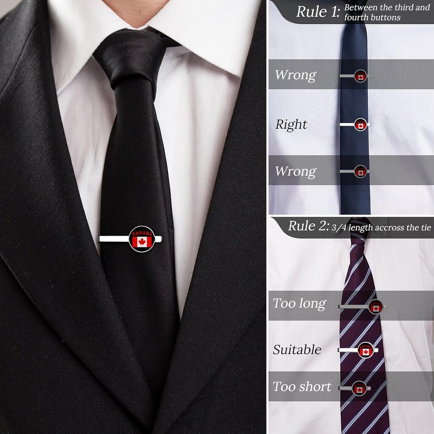 Canada Flag Canadian Maple Leaf Tie Clip Fashion Jewelry Necktie Pin for Wedding Busiess Office Accessories