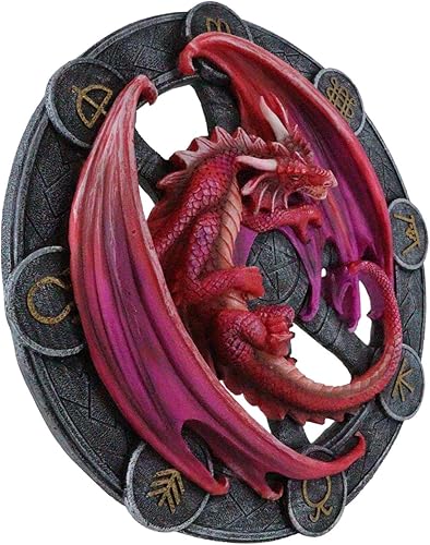 Miniatura 8 de Ebros Gift Wicca Neo Paganism Sabbats Rueda del Año Fantasía Dragón con símbolos sagrados Decoración de pared Escultura por Anne Stokes Dragons