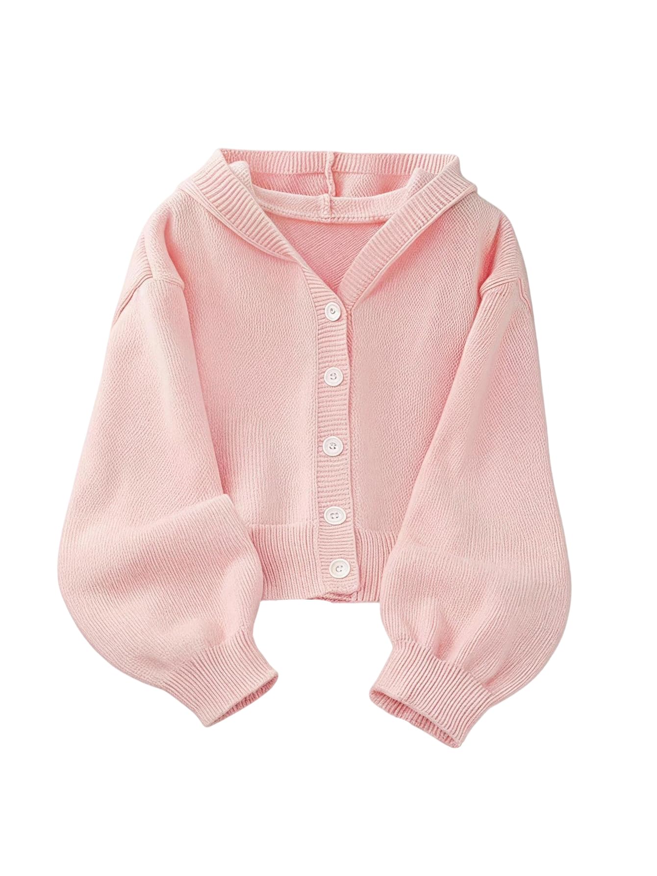 SweatyRocks Chaqueta de punto para niña de manga larga, bonita chaqueta con capucha, chaqueta con capucha para otoño, chaqueta con capucha con botones, para 4-8 años