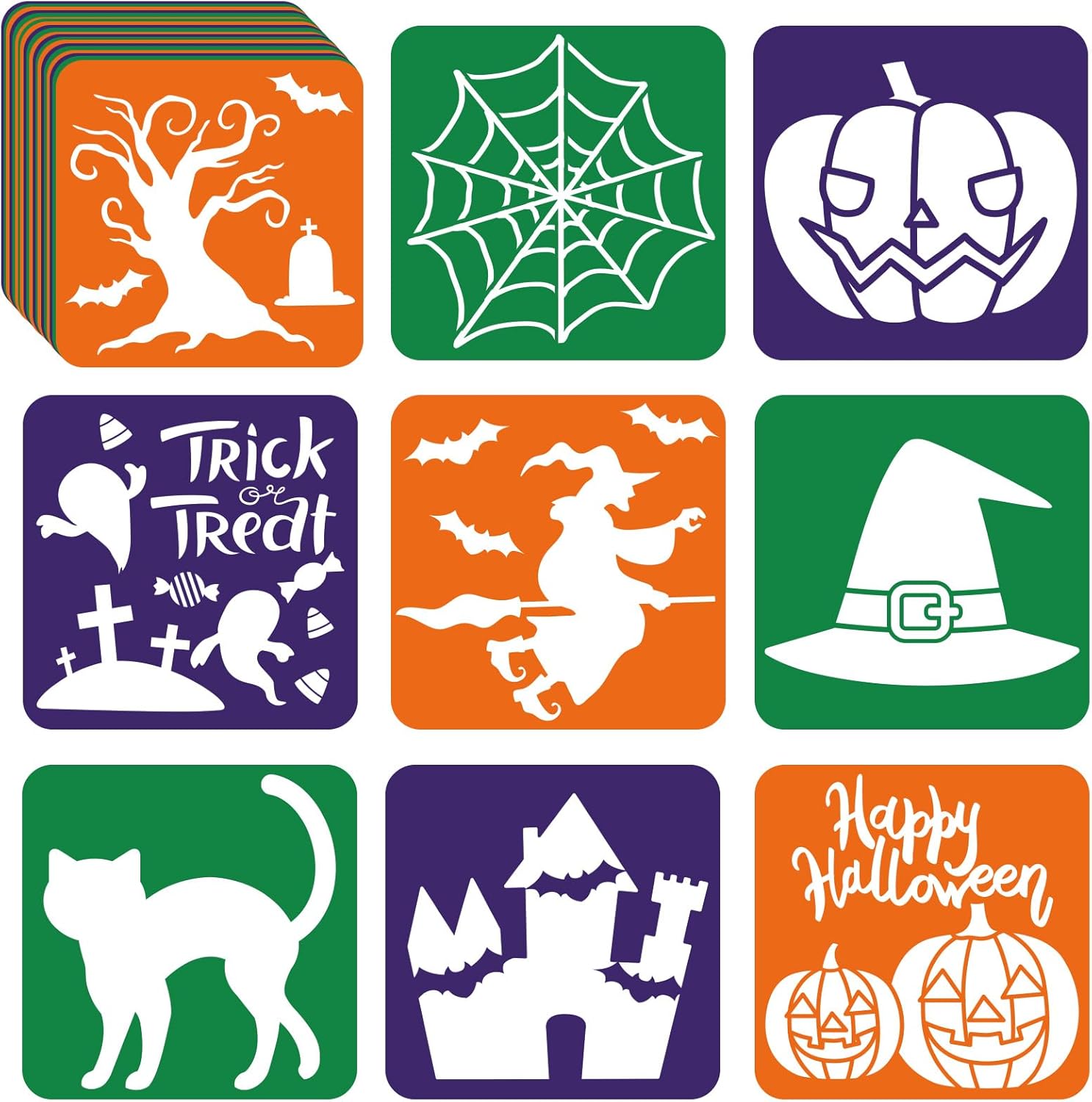 36pcs Halloween Drawing Stencils for Kids 8 Inch Pumpkins Sidewalk Chalk Stencils Painting Large Washable Reusable Halloween Themed Primary Shape Template for Kids Toddlers Preschool