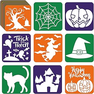 36pcs Halloween Drawing Stencils for Kids 8 Inch Pumpkins Sidewalk Chalk...