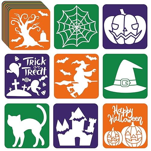 36pcs Halloween Drawing Stencils for Kids 8 Inch Pumpkins Sidewalk