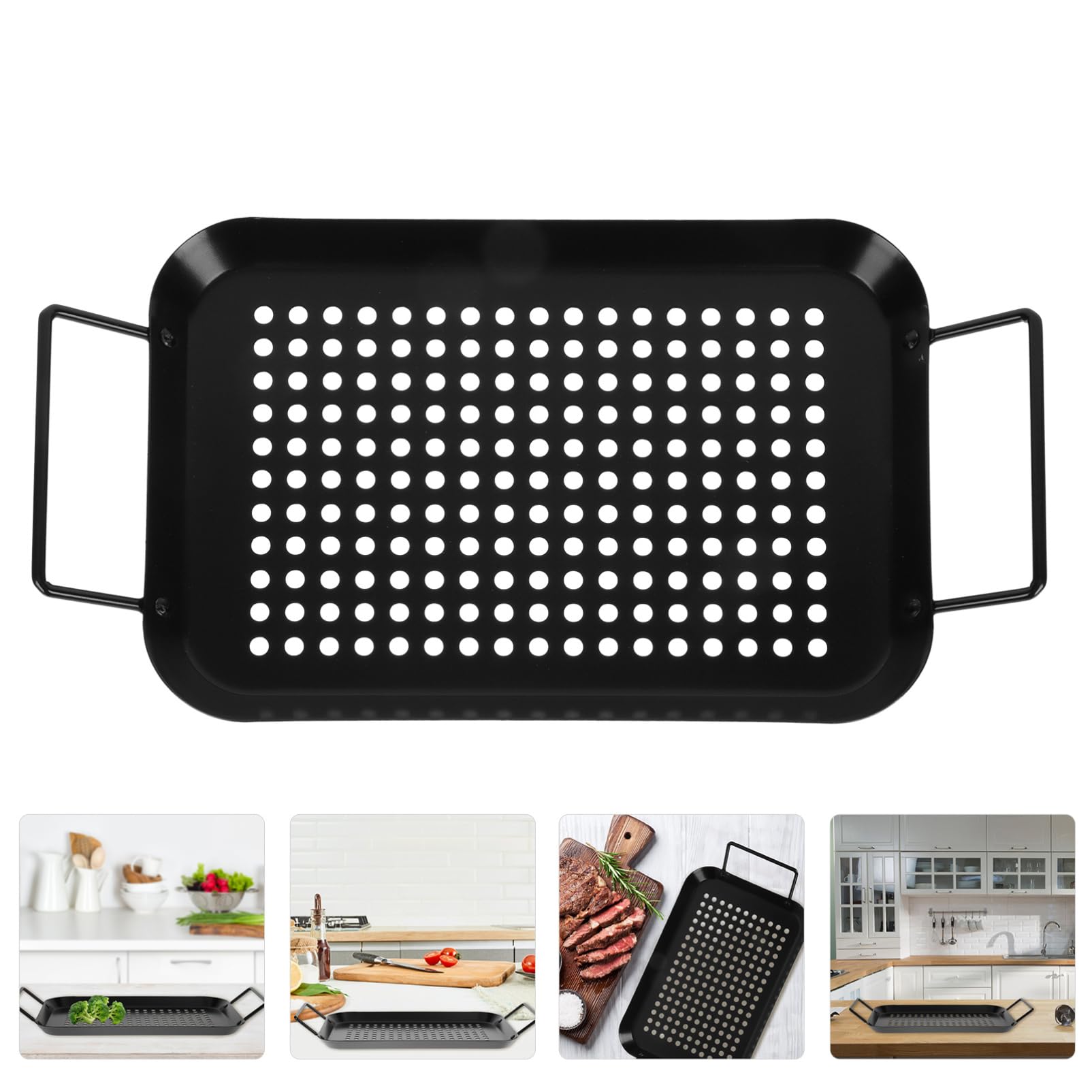 Kisangel 1 Pezzo Piastra Barbecue Antiadente per Verdure e Carne Utensile BBQ con Manici per e Design Pratico e Facile da Usare