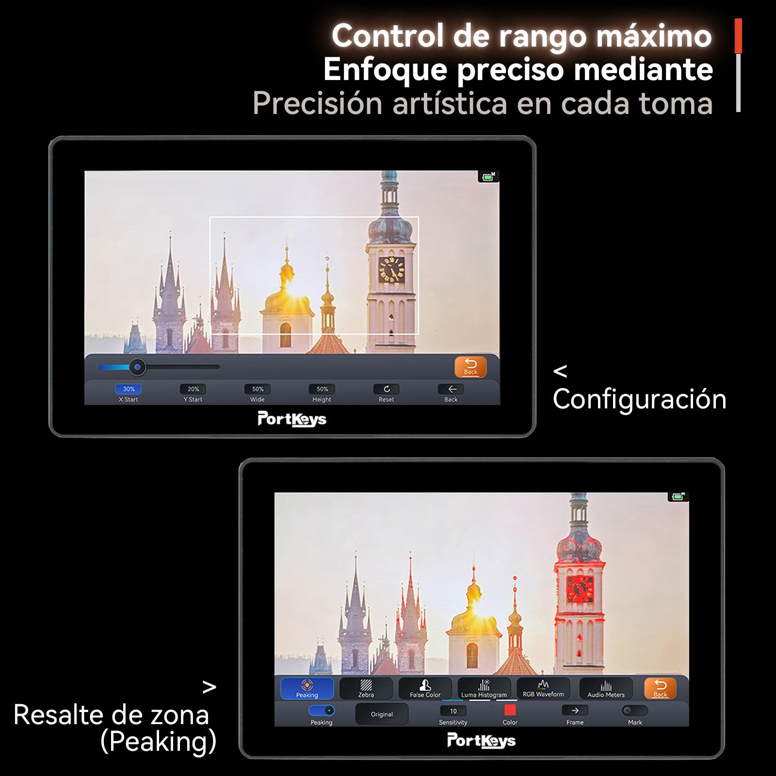 Portkeys LH5P II 5,5" Monitor de Cámara Touch to Focus 2000nit Pantalla Táctil 4K HDMI In/out, para FX3 A7S III, R5 Mark II R6 Mark II, GH6 S5 II, Z8 Z9, Monitor de Campo DSLR