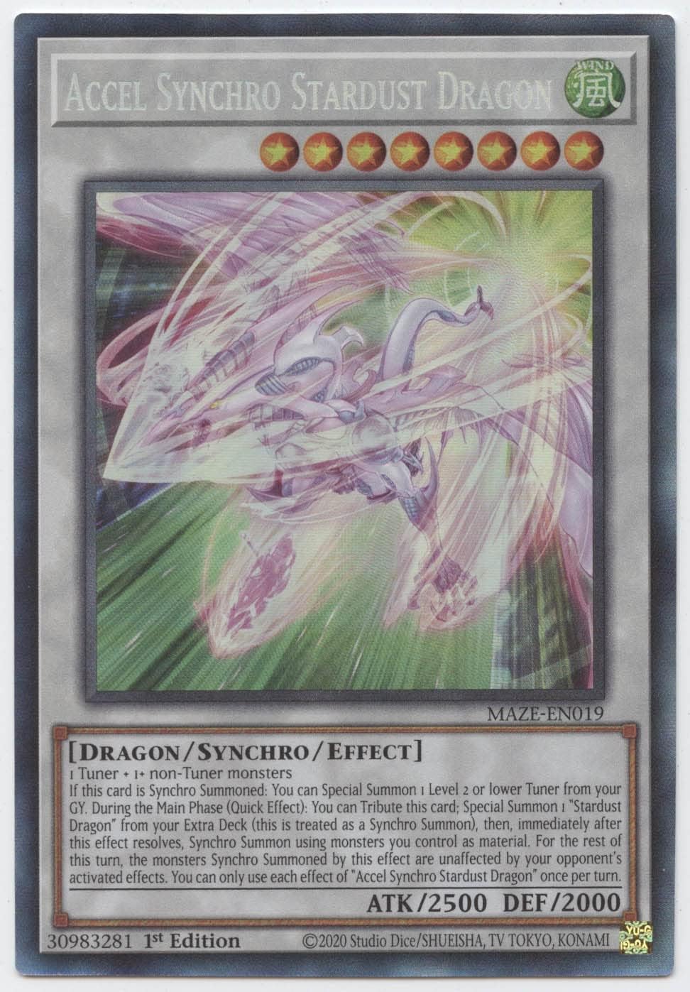 Accel Synchro Stardust Dragon - MAZE-EN019 - Collector's Rare - 1st Edition