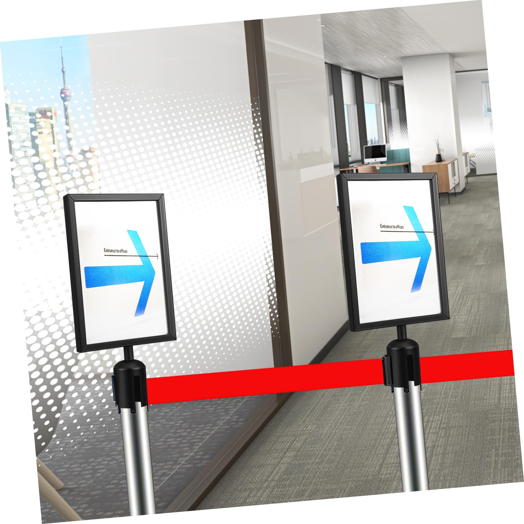Soporte para Letrero Vertical Comercial de Barrera Retráctil Marco Firme Compatible con Carteles