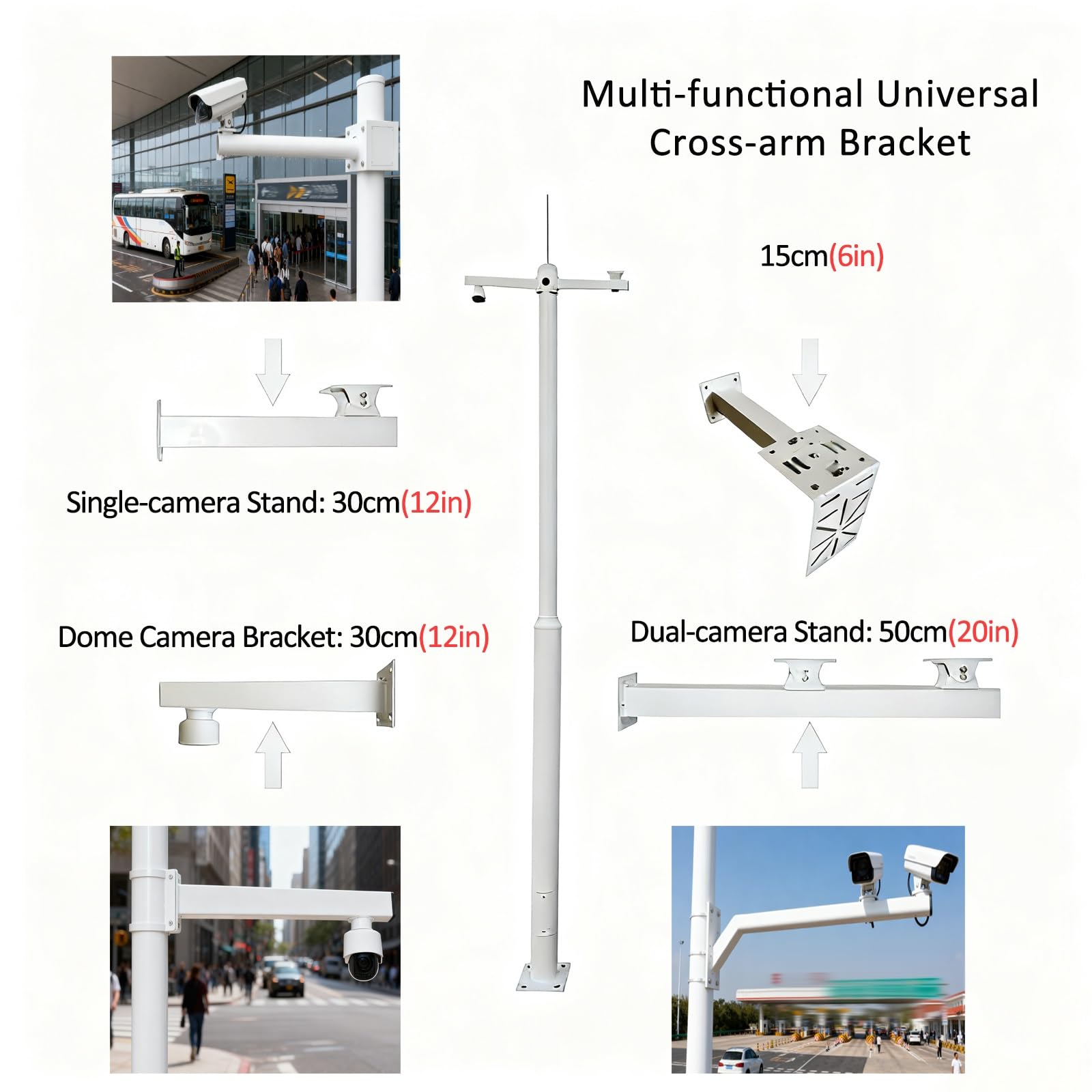 Genérico Poste versátil de 4,8 m para cámara de Seguridad: Soporte Exterior de fácil instalación para vigilancia en Patios Traseros y Calles. Soporte de estaca Shutterbug Duradero para Mayor segurida