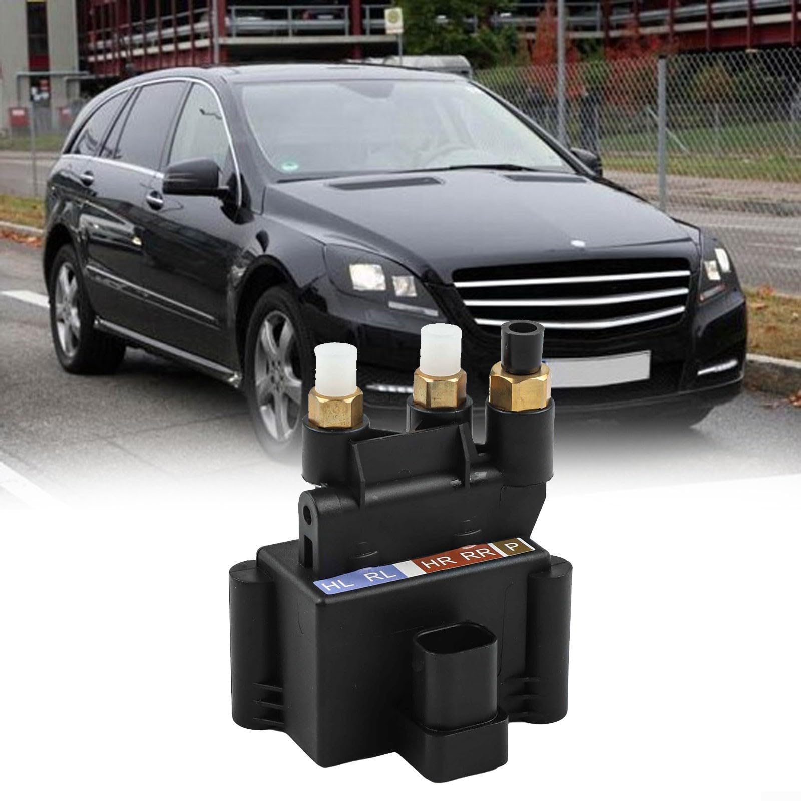 Luftfederungs-Magnetventilblock für Mercedes W213 W212 W218 W251 A2513200158 Kunststoff Metall direkter Ersatz Schwarz für CLS E-Klasse R-Klasse Sprinter 2005-2022 Fahrzeug OE Fit