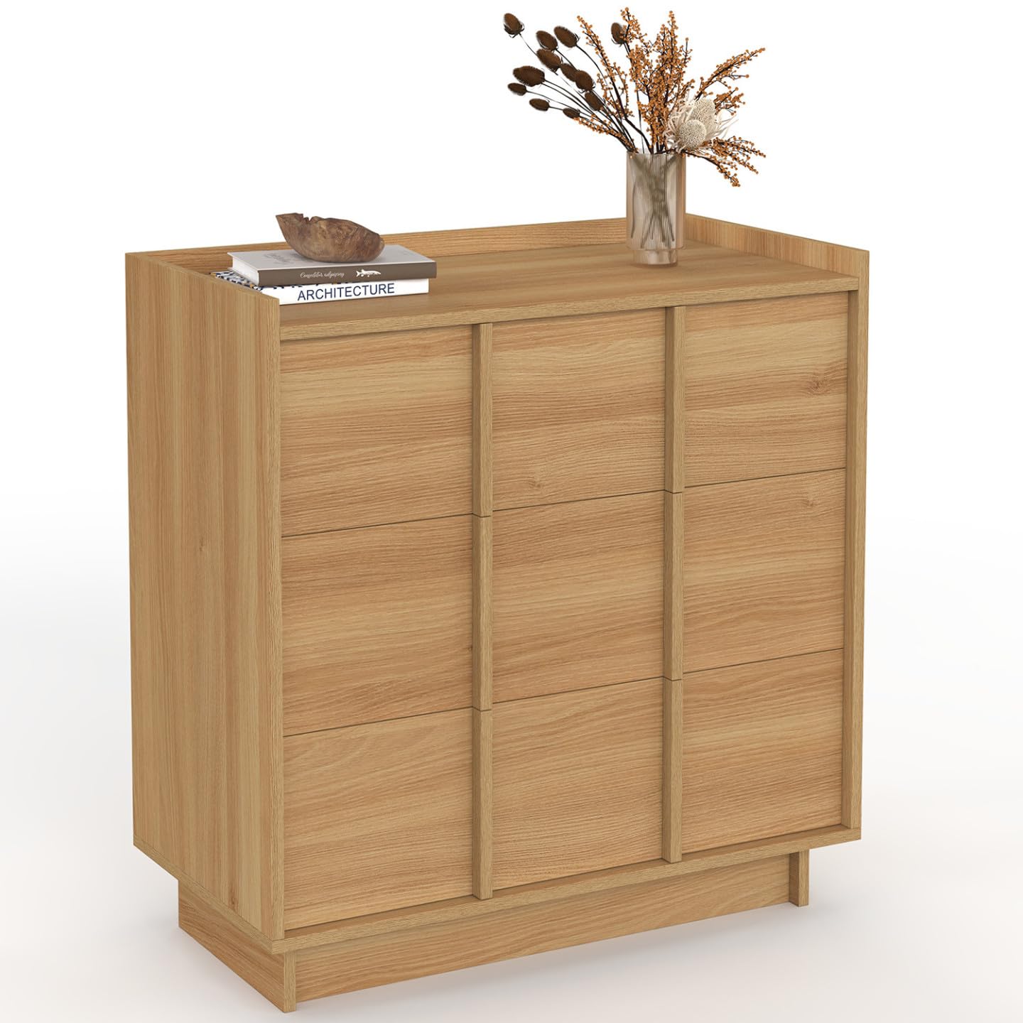 IDMarket - Commode Rosie 3 tiroirs 80 cm façon hêtre Design Minimaliste