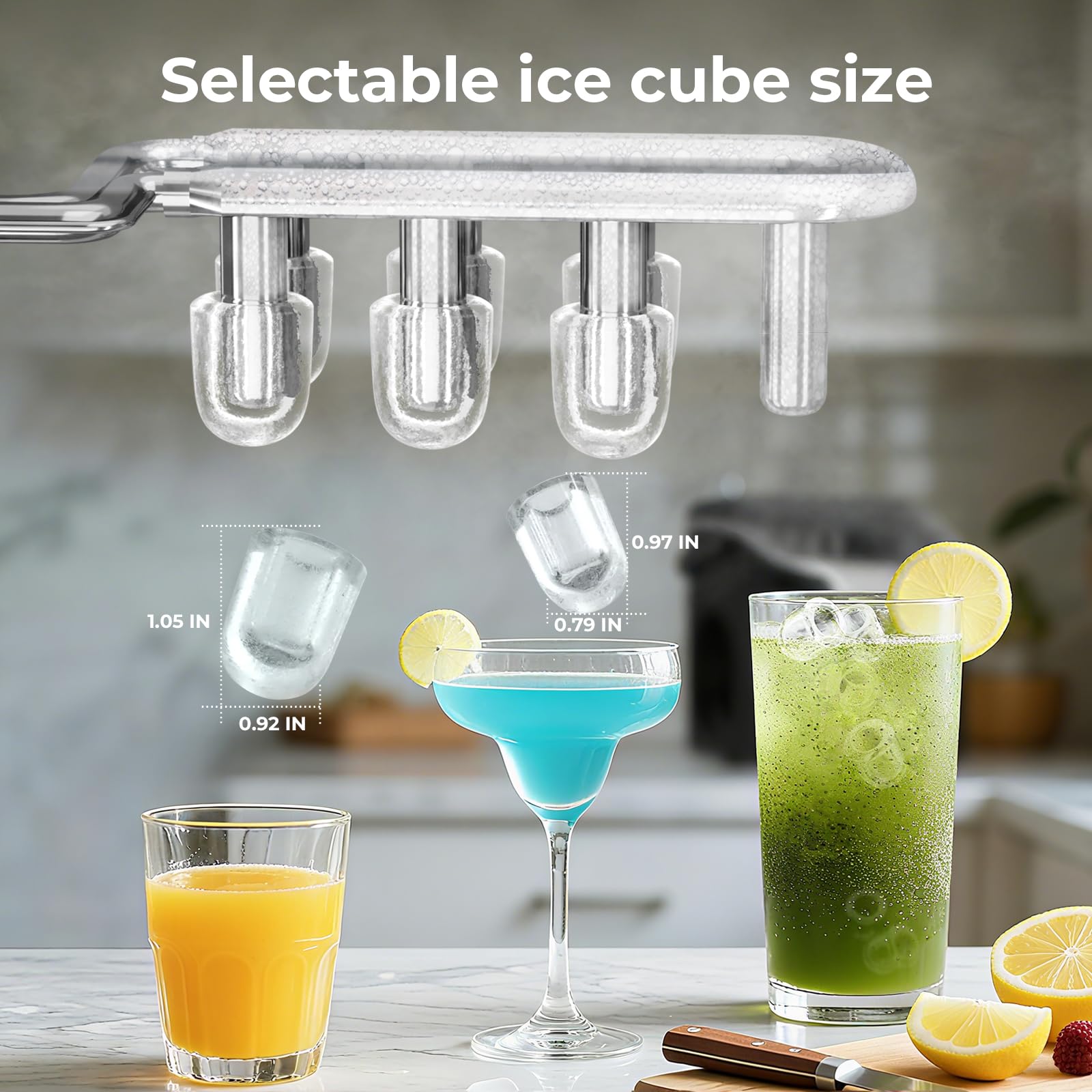 Ice Maker Countertop, 26.5lbs/24hrs, 8 Bullet Ices In 6 Mins – Self-Cleaning Portable Ice Maker With Selectable Ice Size & Touch Display For Home/Office/Bar, Matte Black on Fridge.com - View 2
