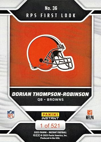 Miniatura 2 de 2023 Panini Instant Football #36 Dorian Thompson-Robinson Rookie Card Browns - Only 521 made!