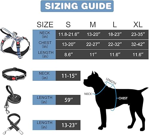 Miniatura 7 de BABYLTRL Arnés sin tirones para perro, con correa y cuello, arnés ajustable de chaleco reflectante Oxford sin estrangulamiento, arnés suave para
