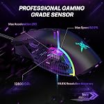 TECKNET Wired Gaming Mouse, 12,800 DPI with Optical Sensor, 8 Programmable Buttons, 13 RGB Backlit Modes, Ergonomic Design, Custom Software Gaming Mice for Laptop,PC