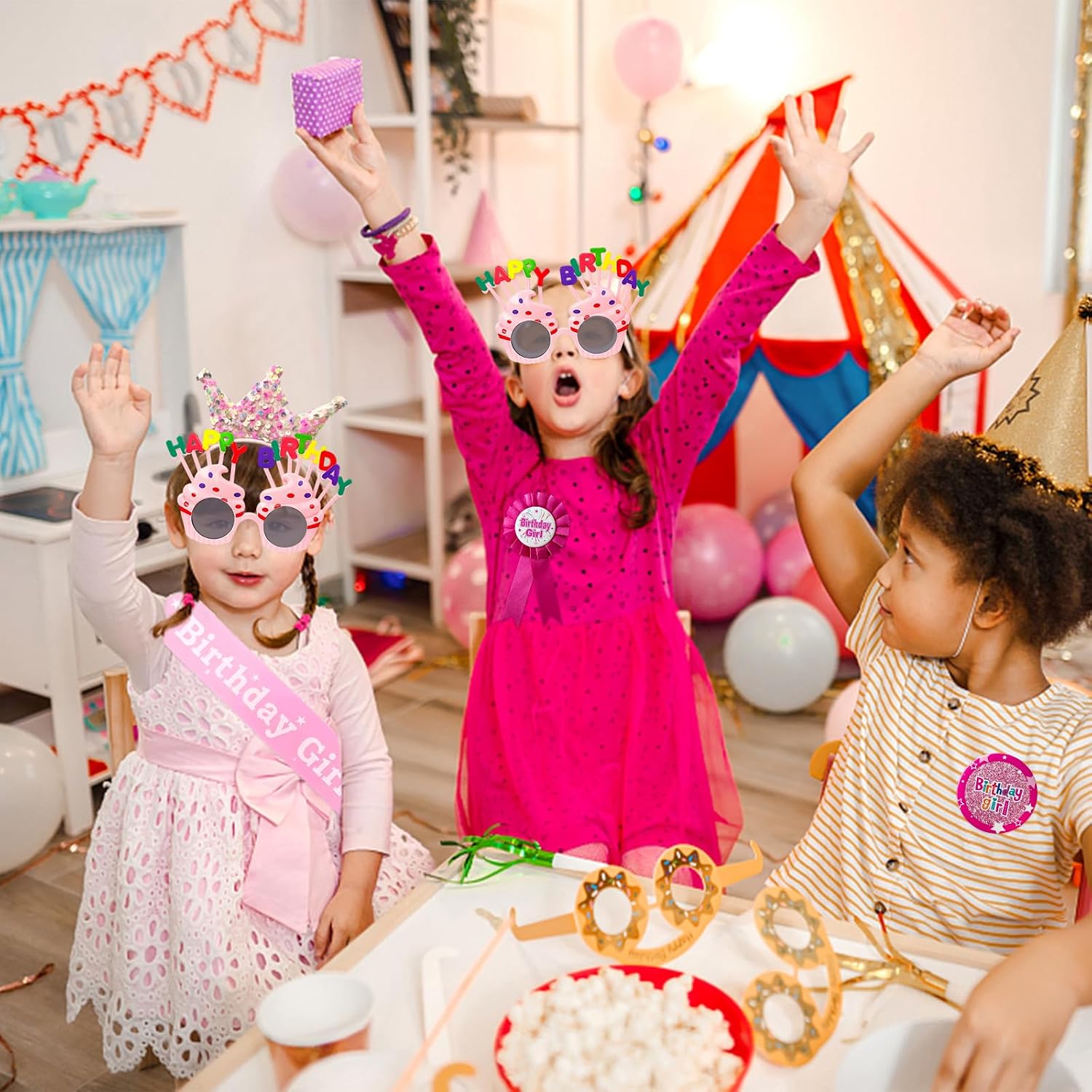 YumSur Birthday Crown and Dress Up Set - Headband Tiara, Ribbon Medal for Kids, Girl, Boy, Children's Party