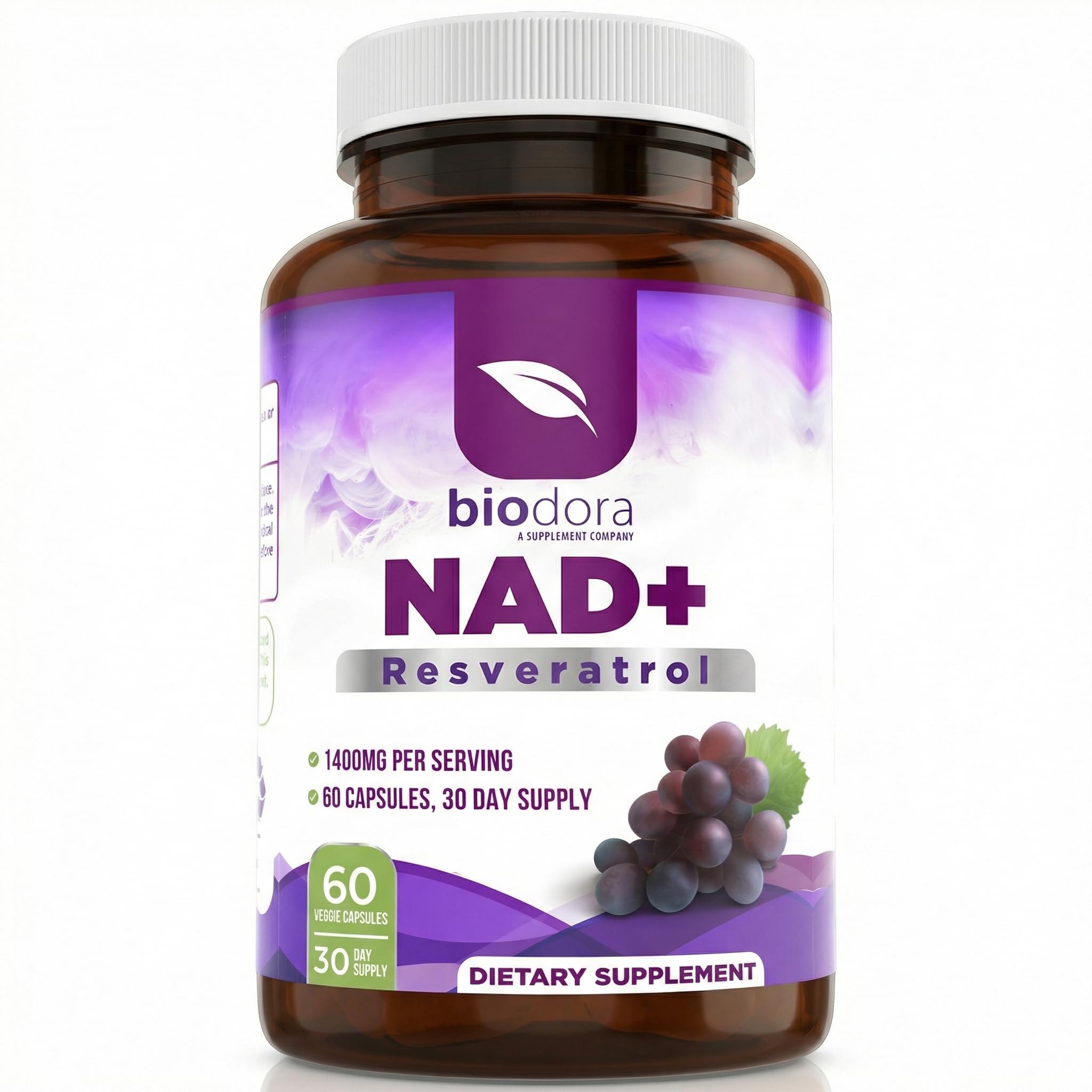 Resveratrol NAD+ 1400mg | Trans-Resveratrol Antioxidant Supplement NAD+ Resveratrol 60 Count