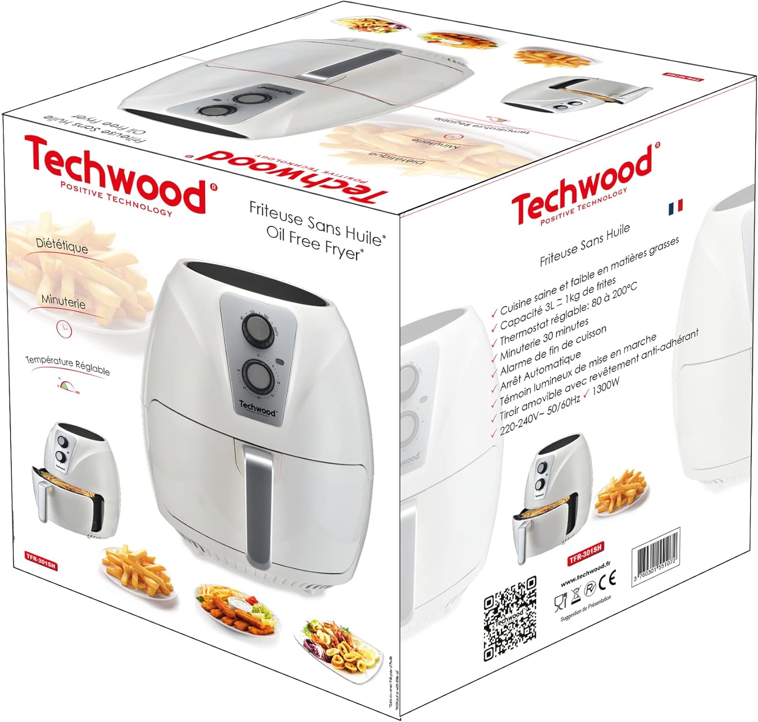 Techwood Friggitrice Senza Olio, 3 L, Colore Bianco Techwood Friggitrice Senza Olio, 3 L, Colore Bianco