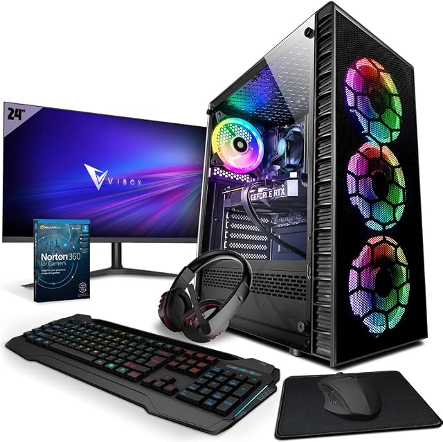 Vibox III-4 Gaming PC - 24" Monitor Bundle - Eight Core Intel i7 10700F Processor - Nvidia RTX 3050 8GB Graphics Card - 16GB RAM - 1TB NVMe M.2 SSD - Windows 11 - WiFi