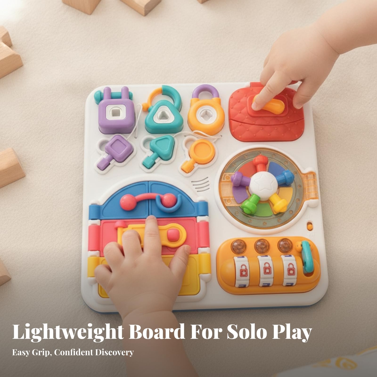 Tavola attività con Serrature Portatile Sviluppo Motorio Fine, Busy Board, Interattivo, Gioco di Abilità con Chiavi, per Asilo, Neonati
